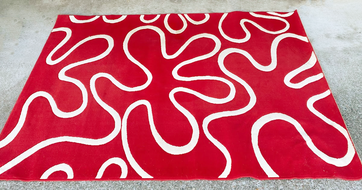 Red and off-white stripe pattern rug