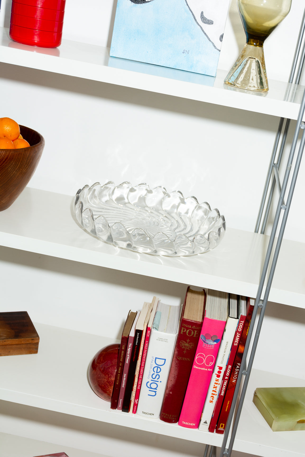 Large glass vintage display bowl