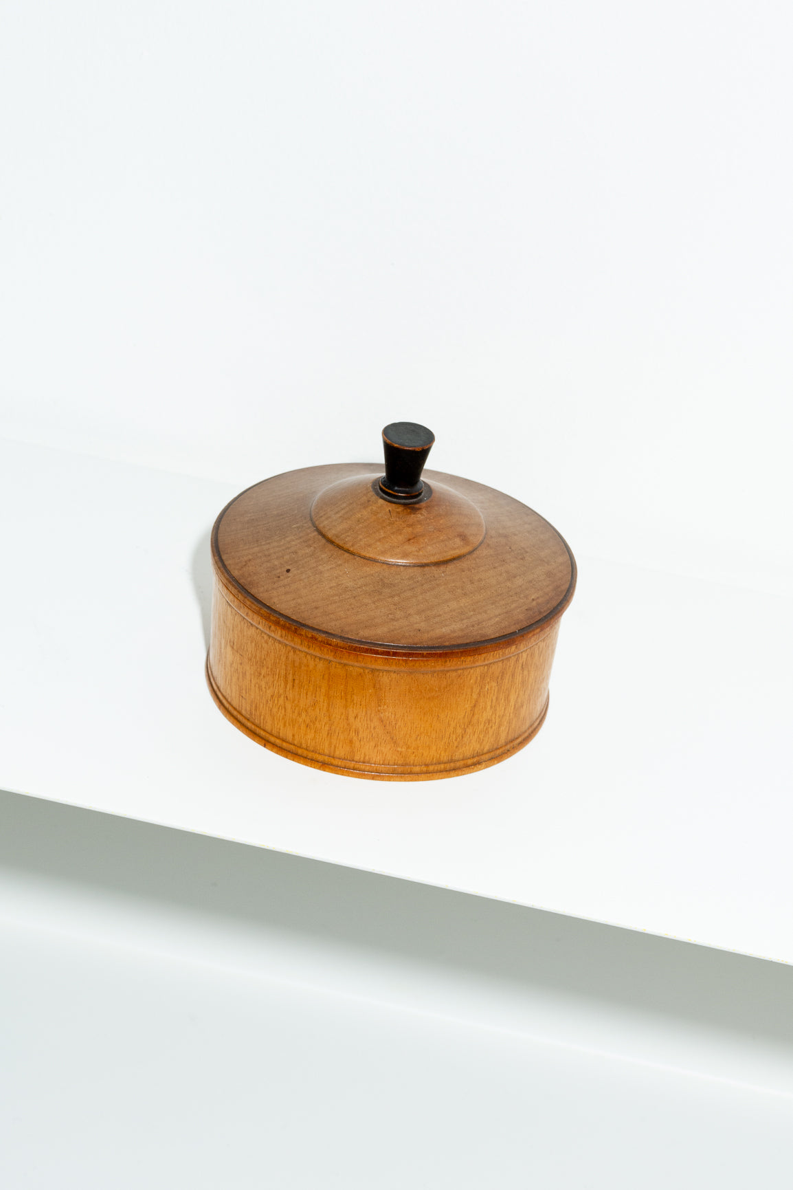 Hand turned vintage wooden pot with lid