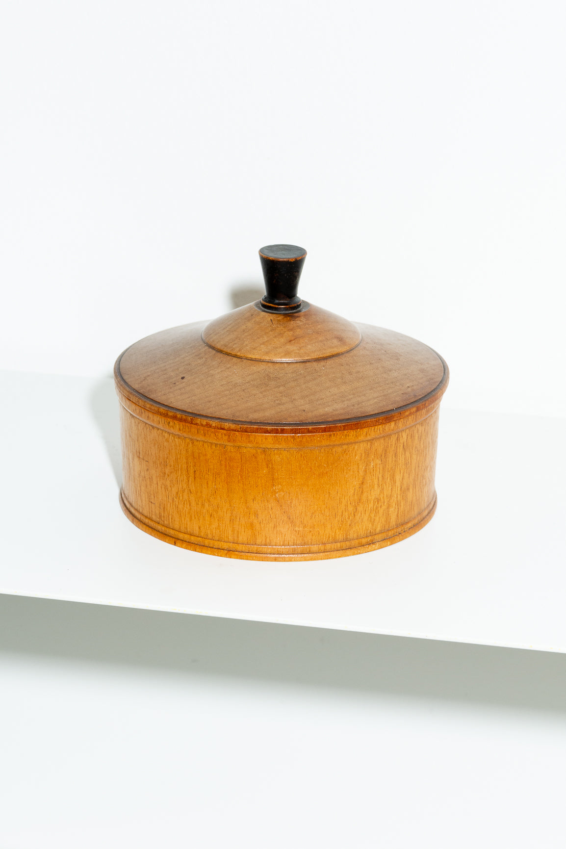 Hand turned vintage wooden pot with lid