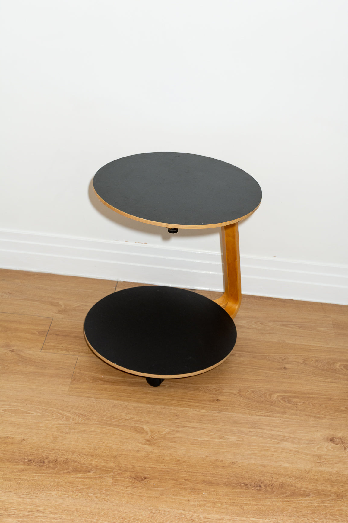 Beech and Black 2-tier Side Table | Vintage IKEA