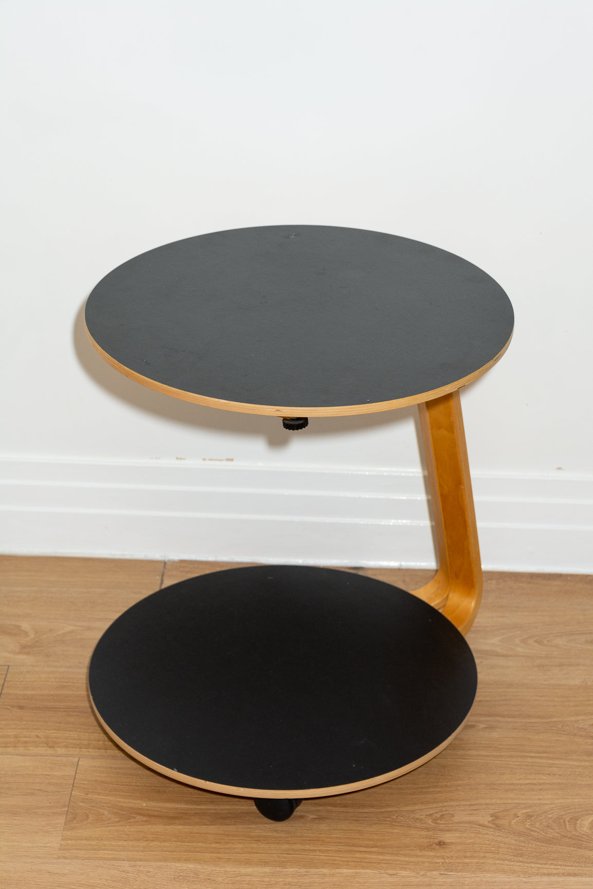 Beech and Black 2-tier Side Table | Vintage IKEA