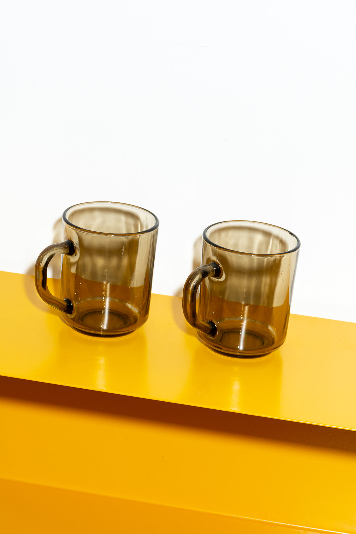 Arcoroc Smoked Glass Vintage 1970s Mugs