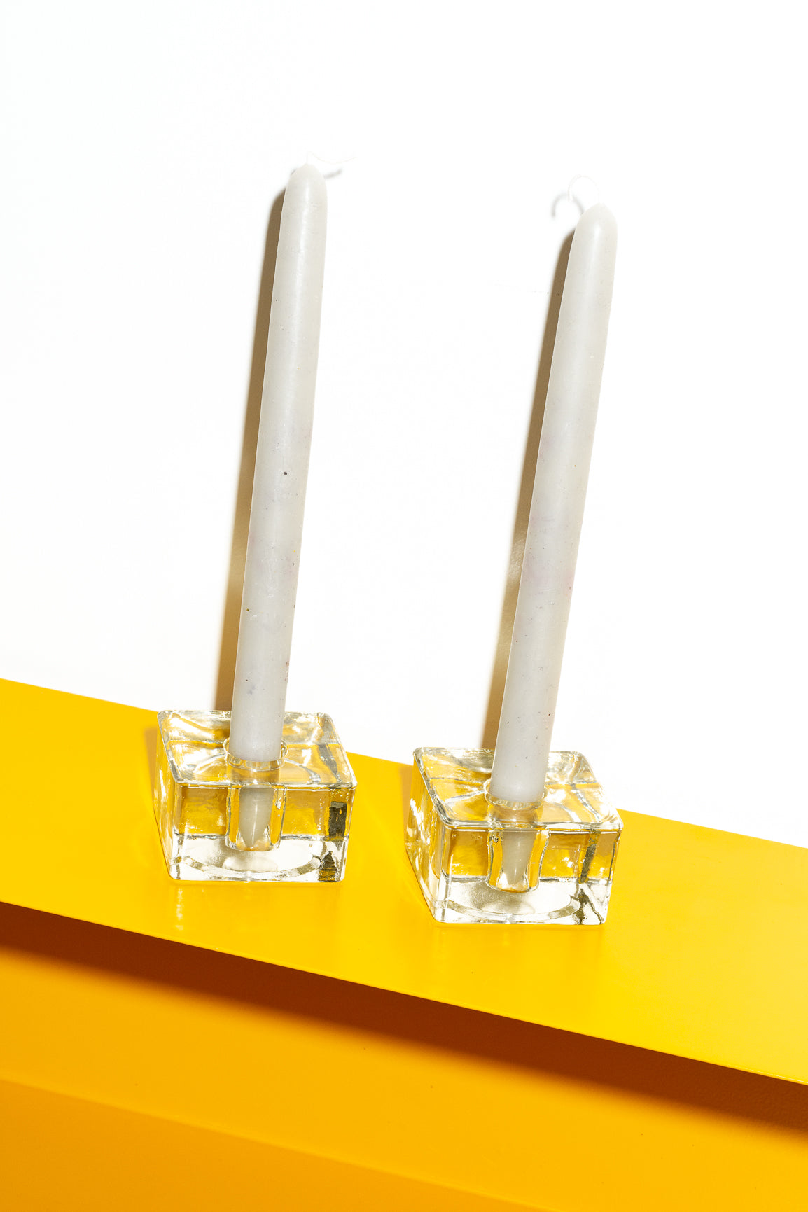 Chunky Square Glass Candle Holders