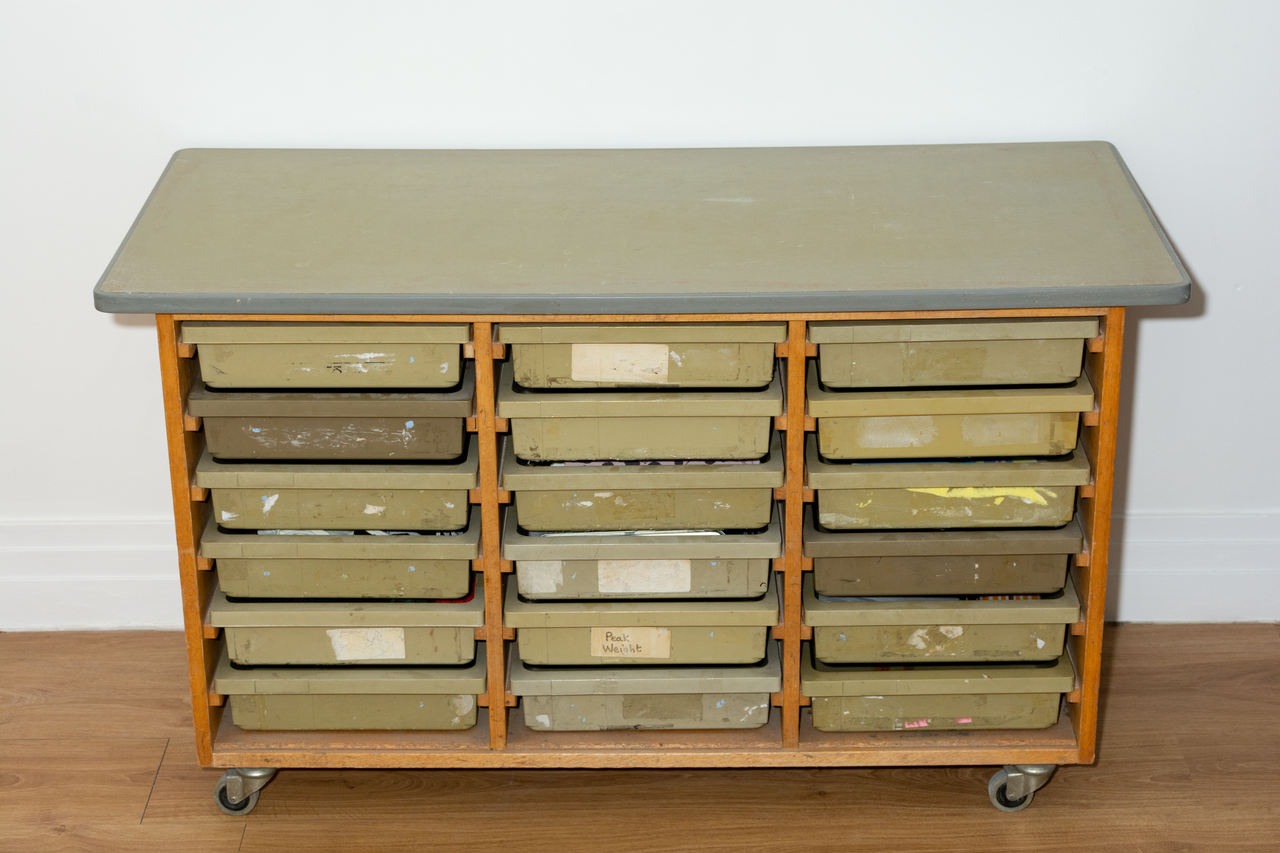 Vintage school tray drawers