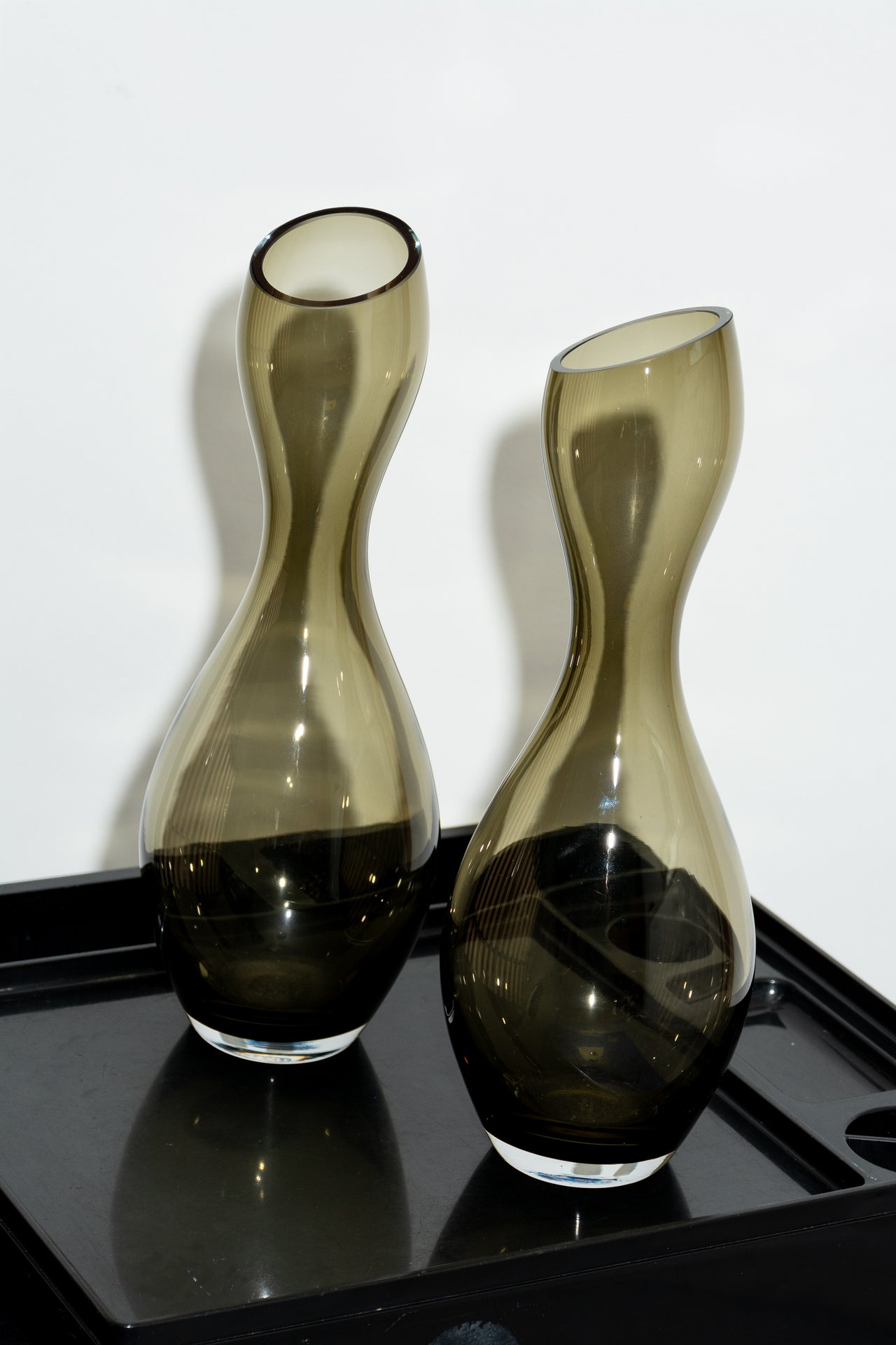 Pair of Smoked Glass Vintage 'bubble' vases