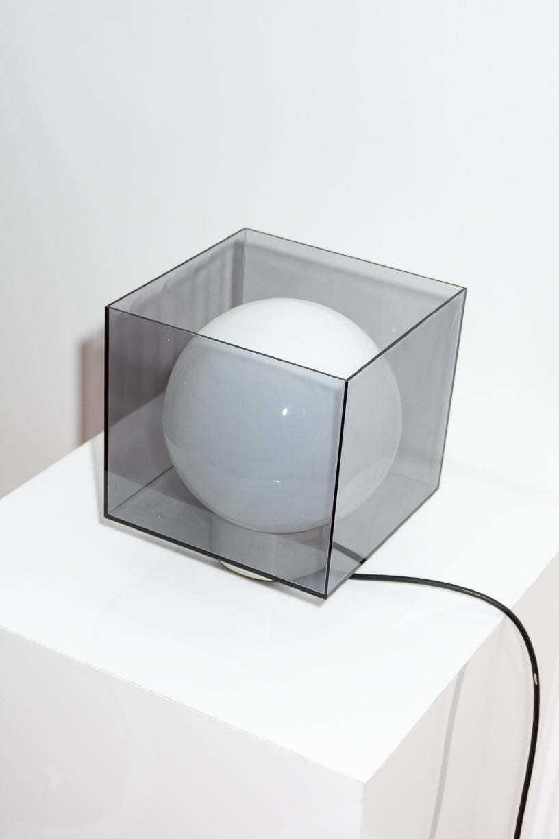 Perspex cube with inner orb lam