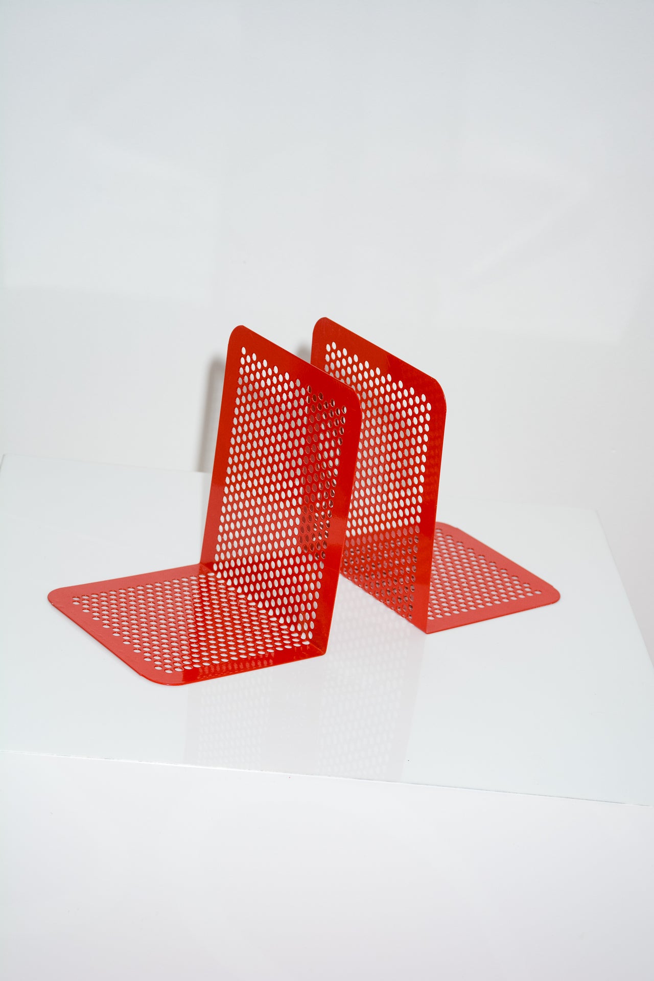 Book Ends Red Metal Mesh | 1980s
