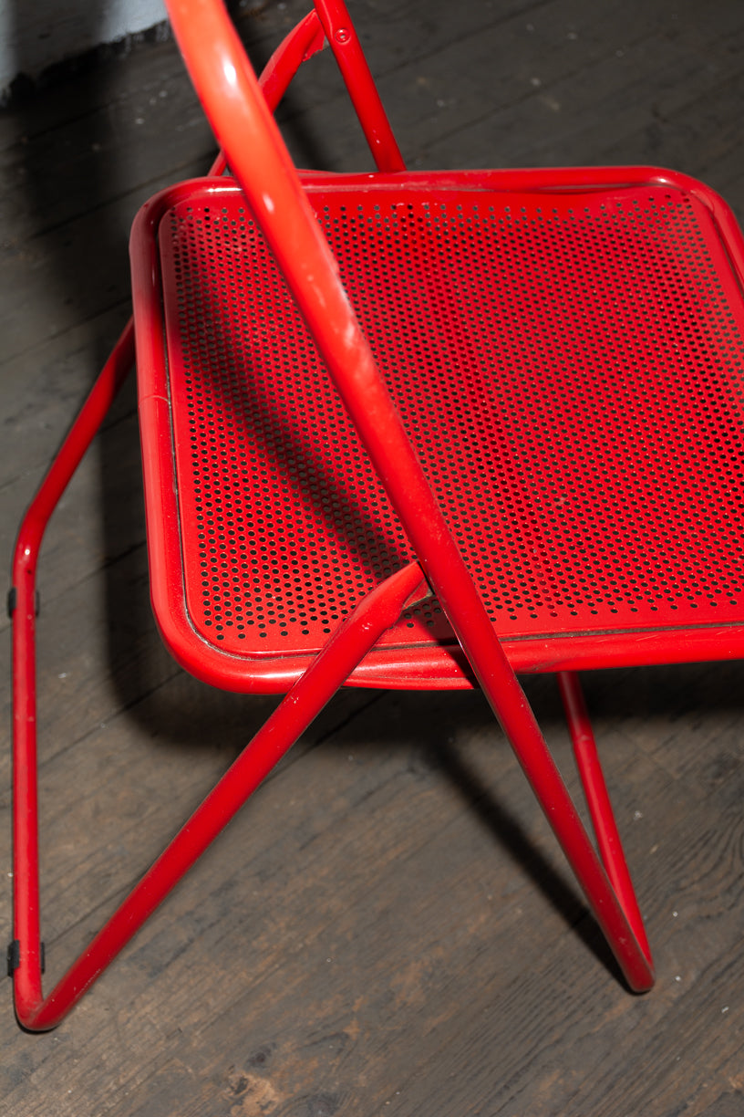 1980s Perforated Red Metal Chair - Shop ada