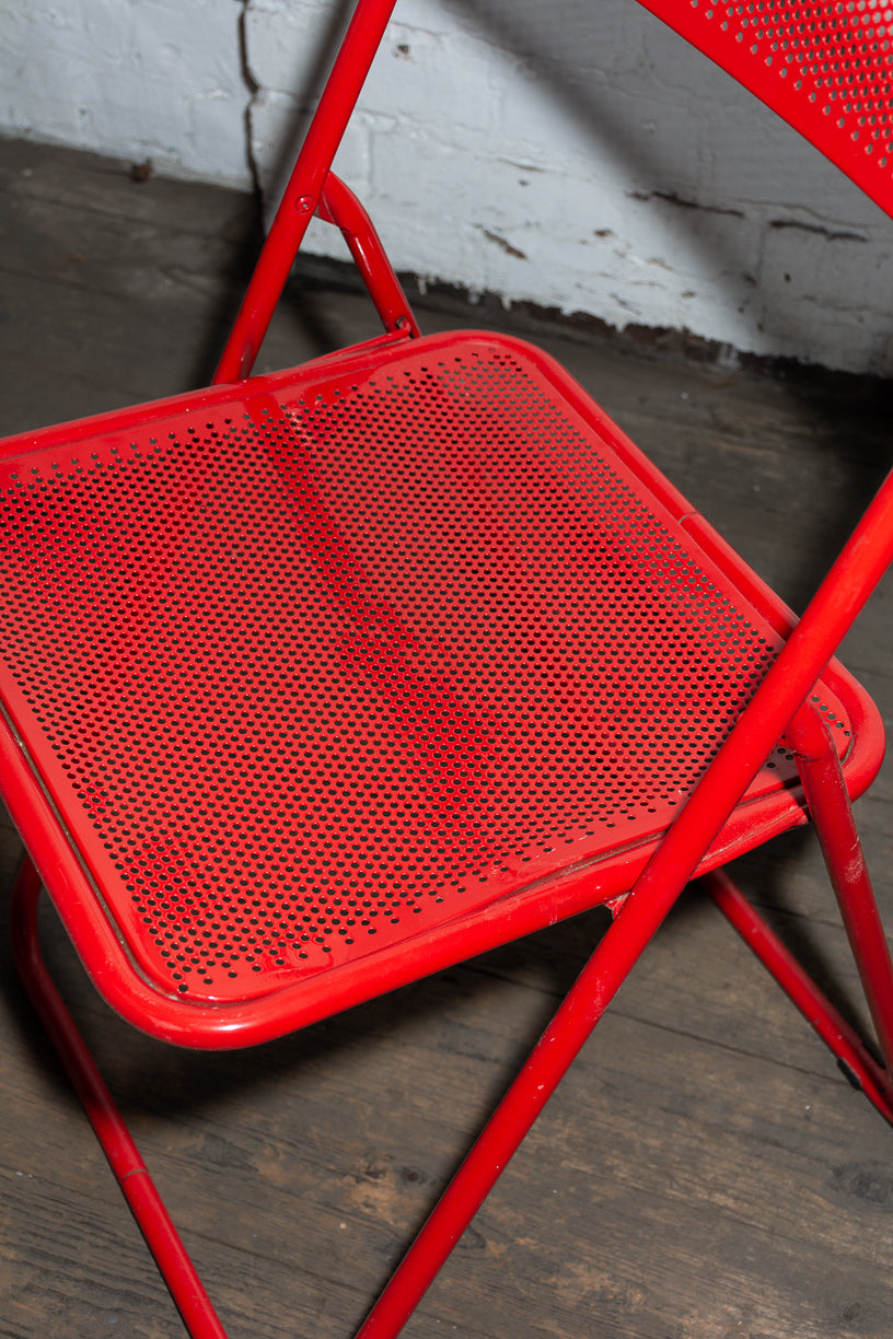 1980s Perforated Red Metal Chair - Shop ada