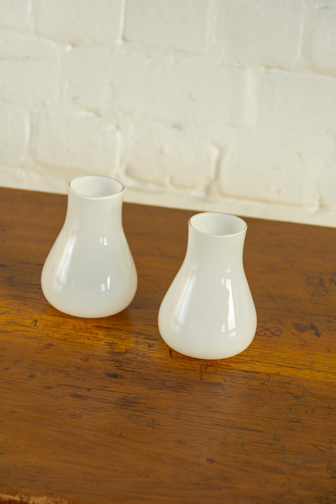 Pair of Opalescent white vases