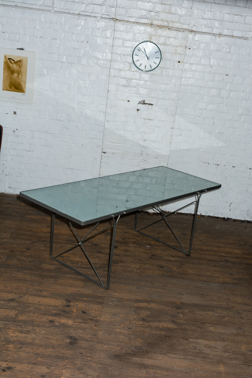 Glass and metal table