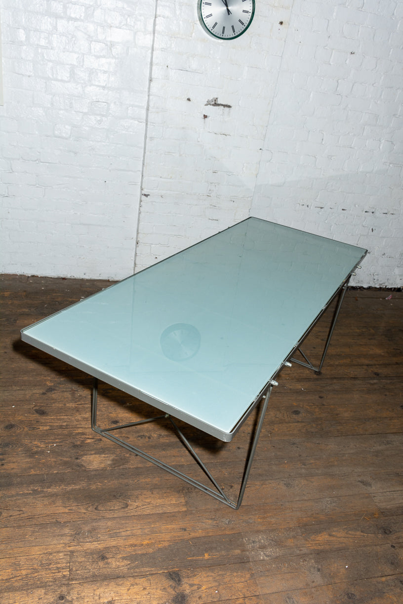 Glass and metal table