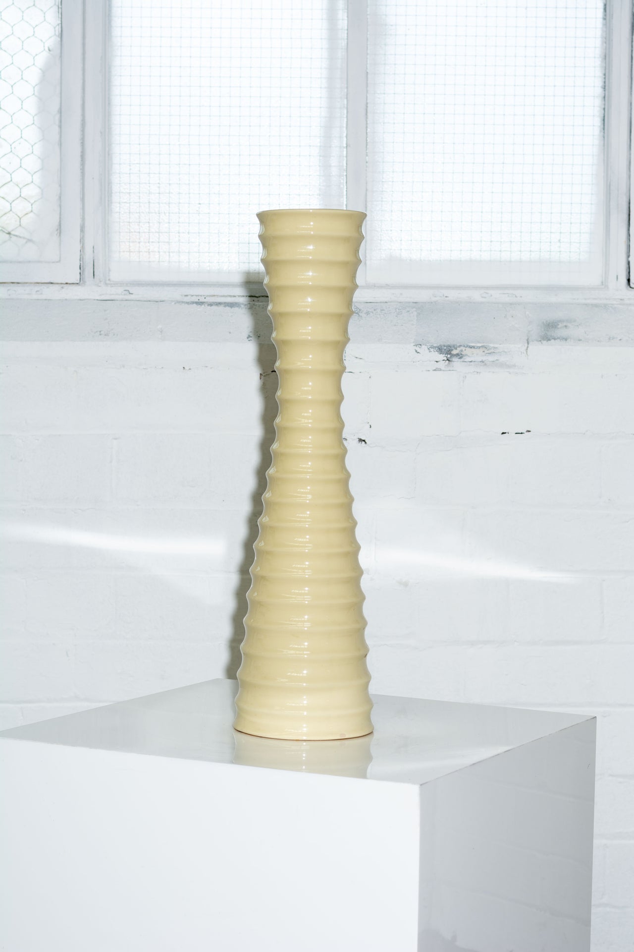 Large Tapered Ribbed Oat Vase