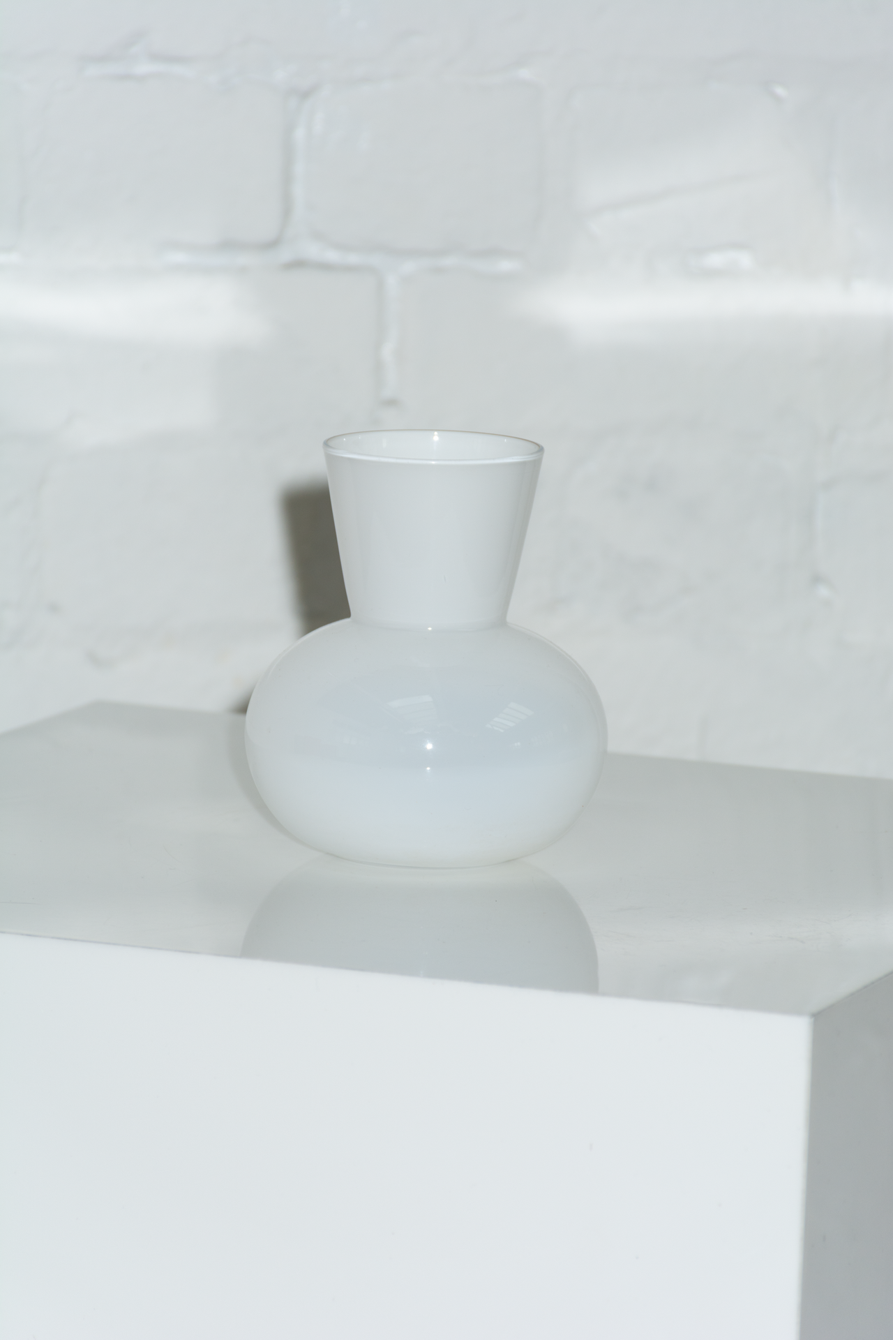 Bulbous Bottom Small Opalescent White Vase