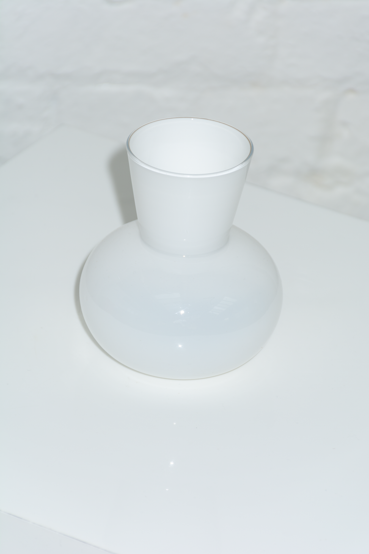 Bulbous Bottom Small Opalescent White Vase