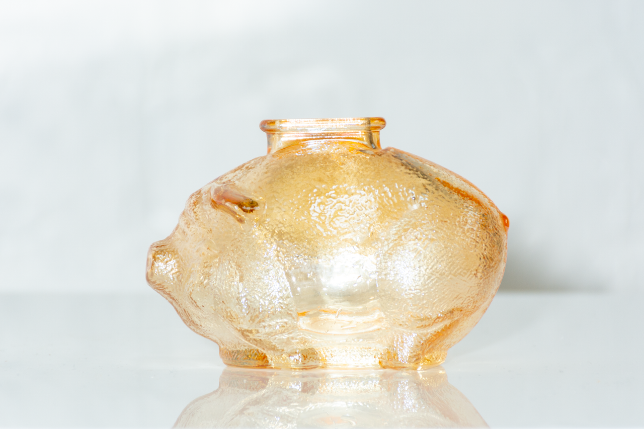 Vintage Small Glass Piggy Money Box