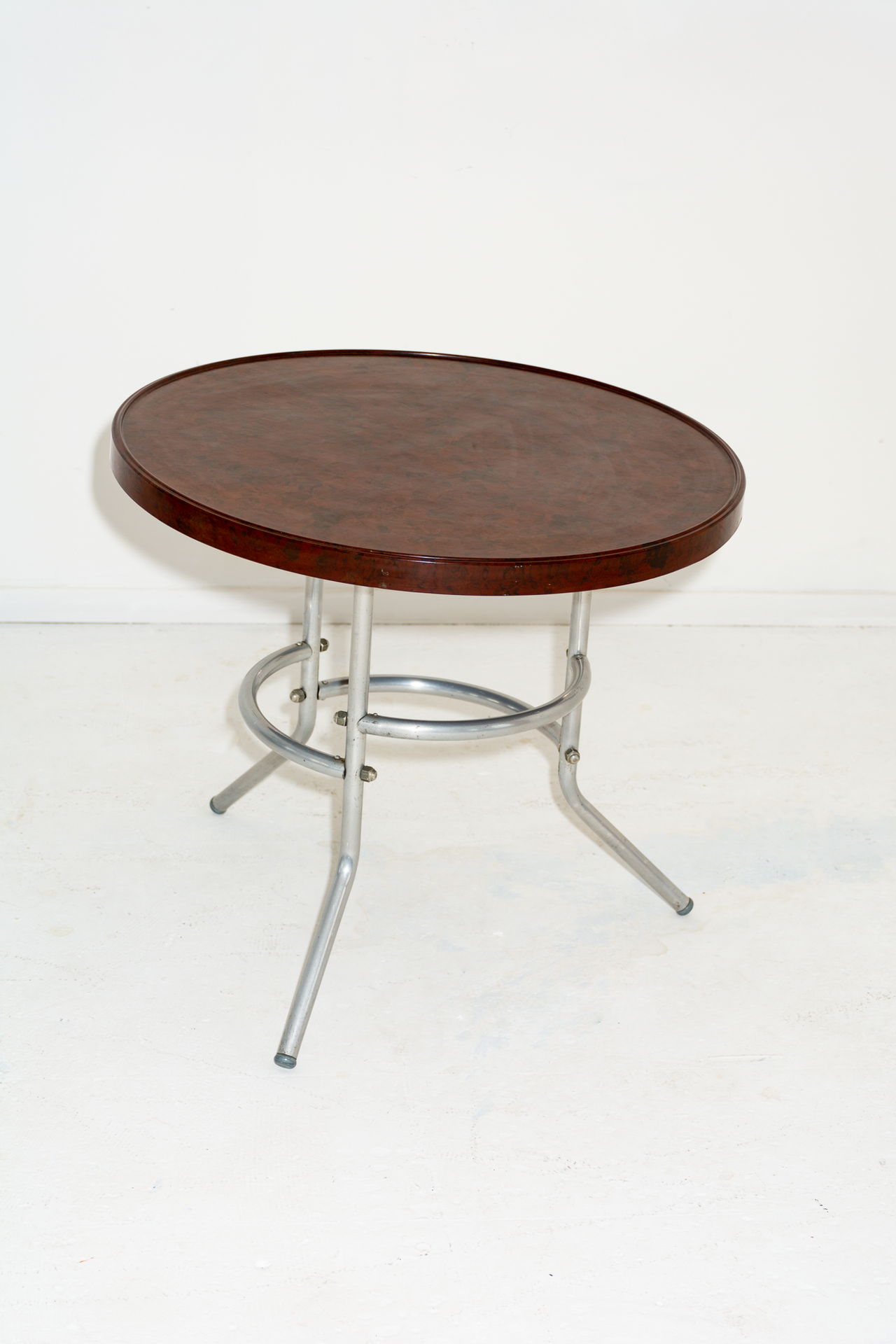 Bakelite Top Side Table with Tubular Aluminium Frame | Vintage