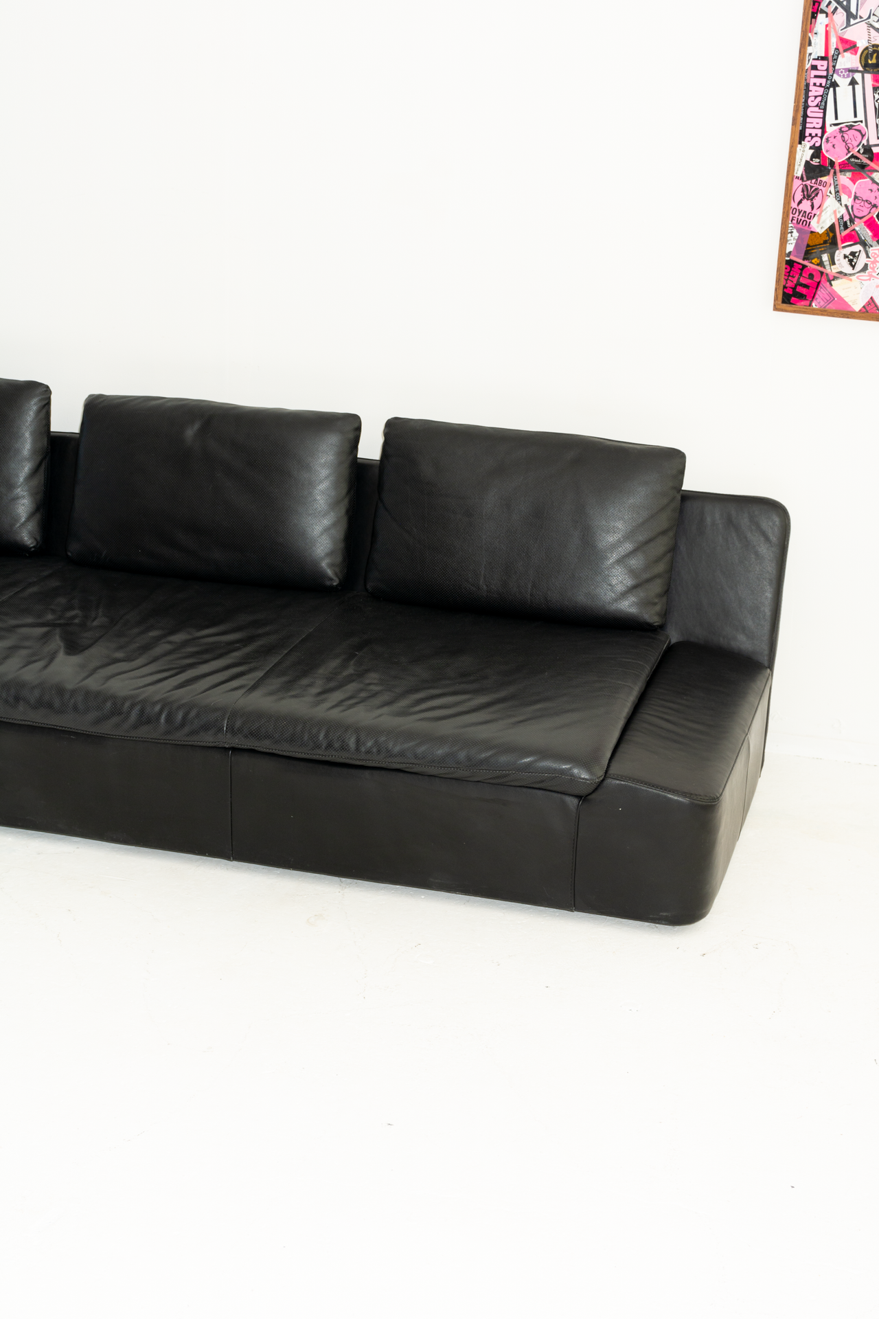 Perforated Leather Oversized Low Sofa