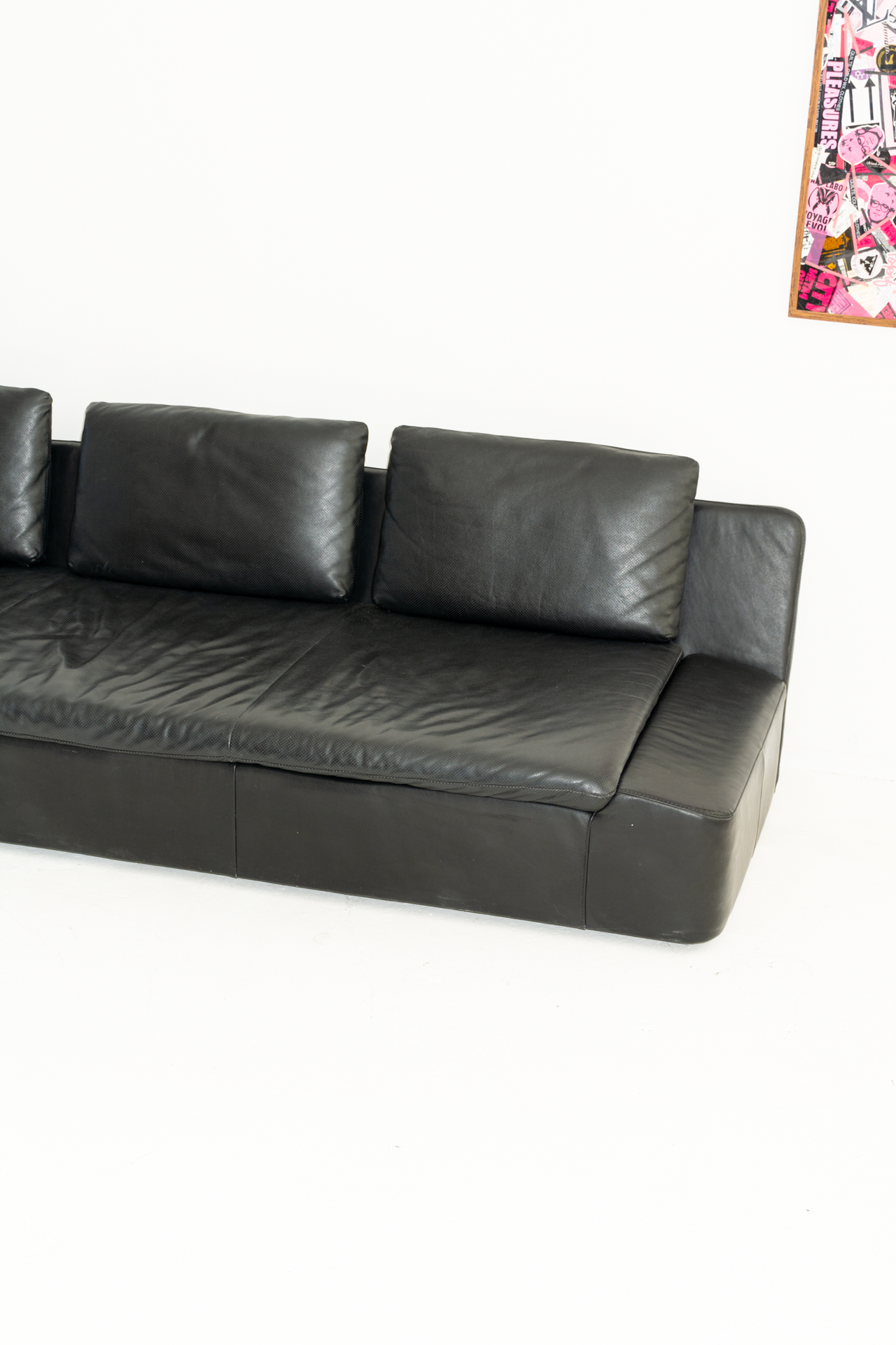 Perforated Leather Oversized Low Sofa