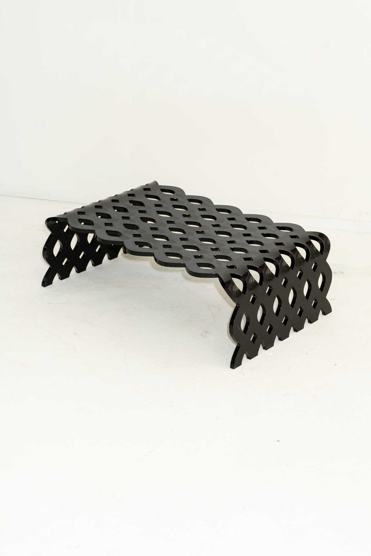 Lattice effect vintage black coffee table