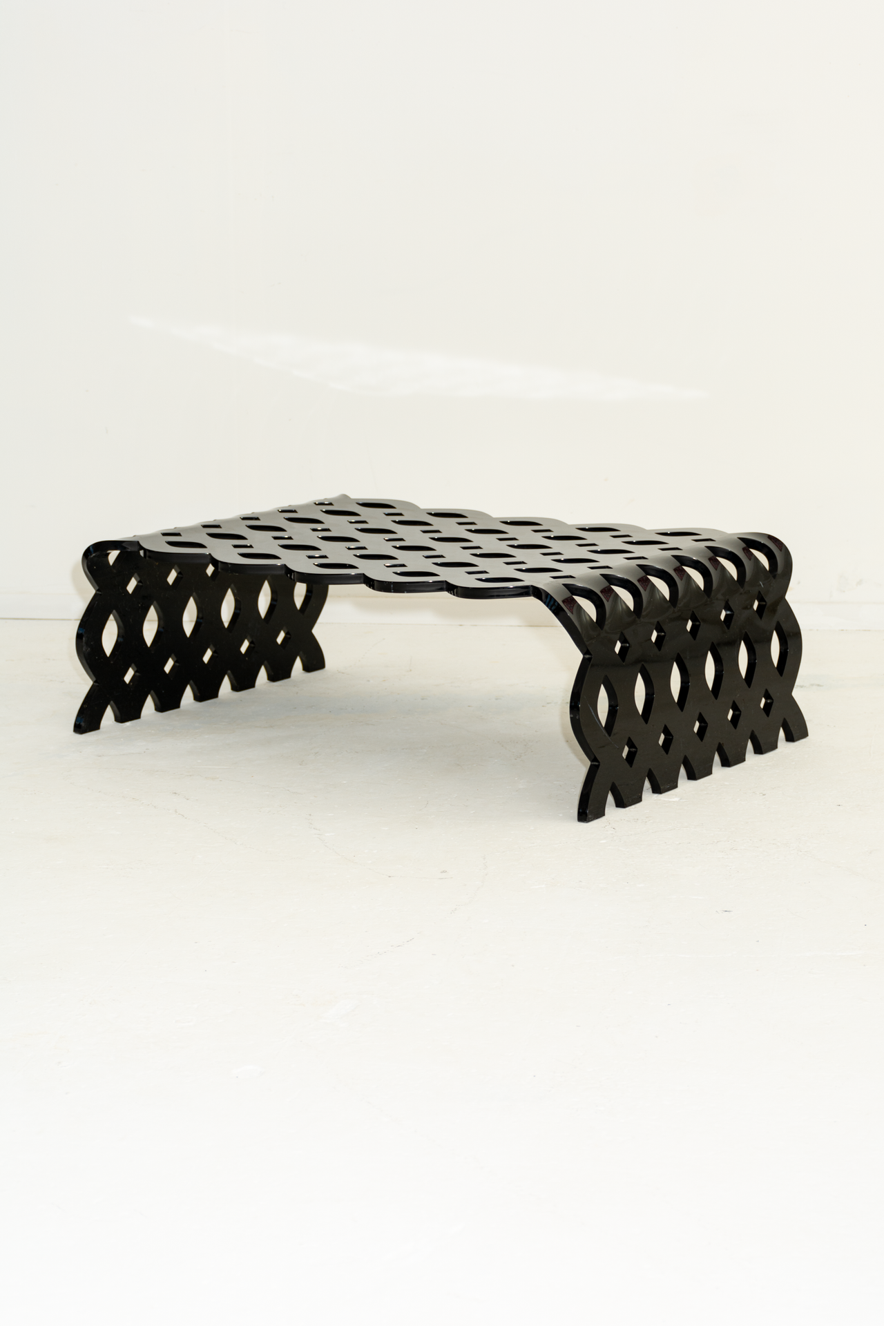 Lattice effect vintage black coffee table