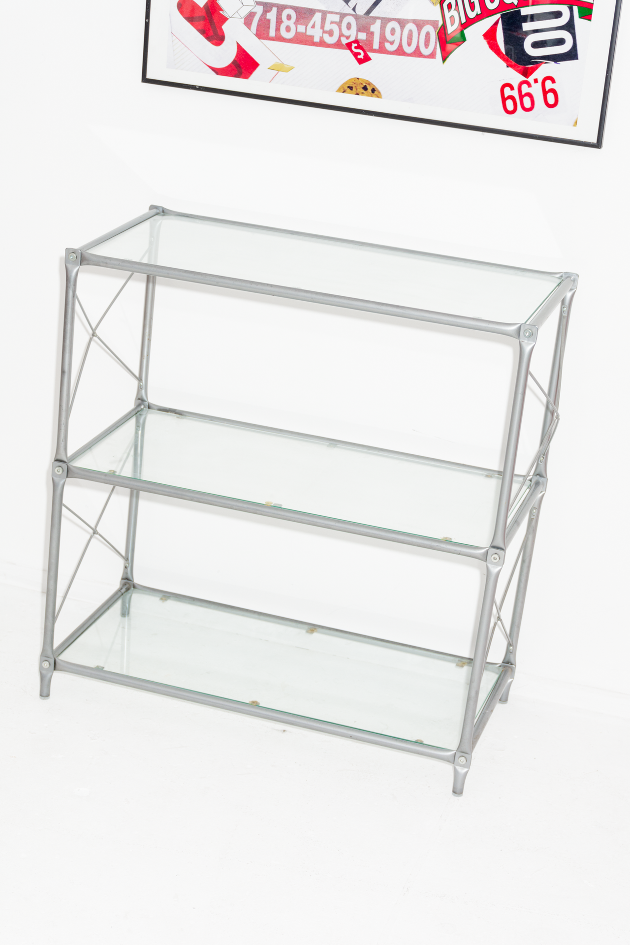 Metal and Glass 3 Tier Shelving Unit for IKEA | 1980's Vintage