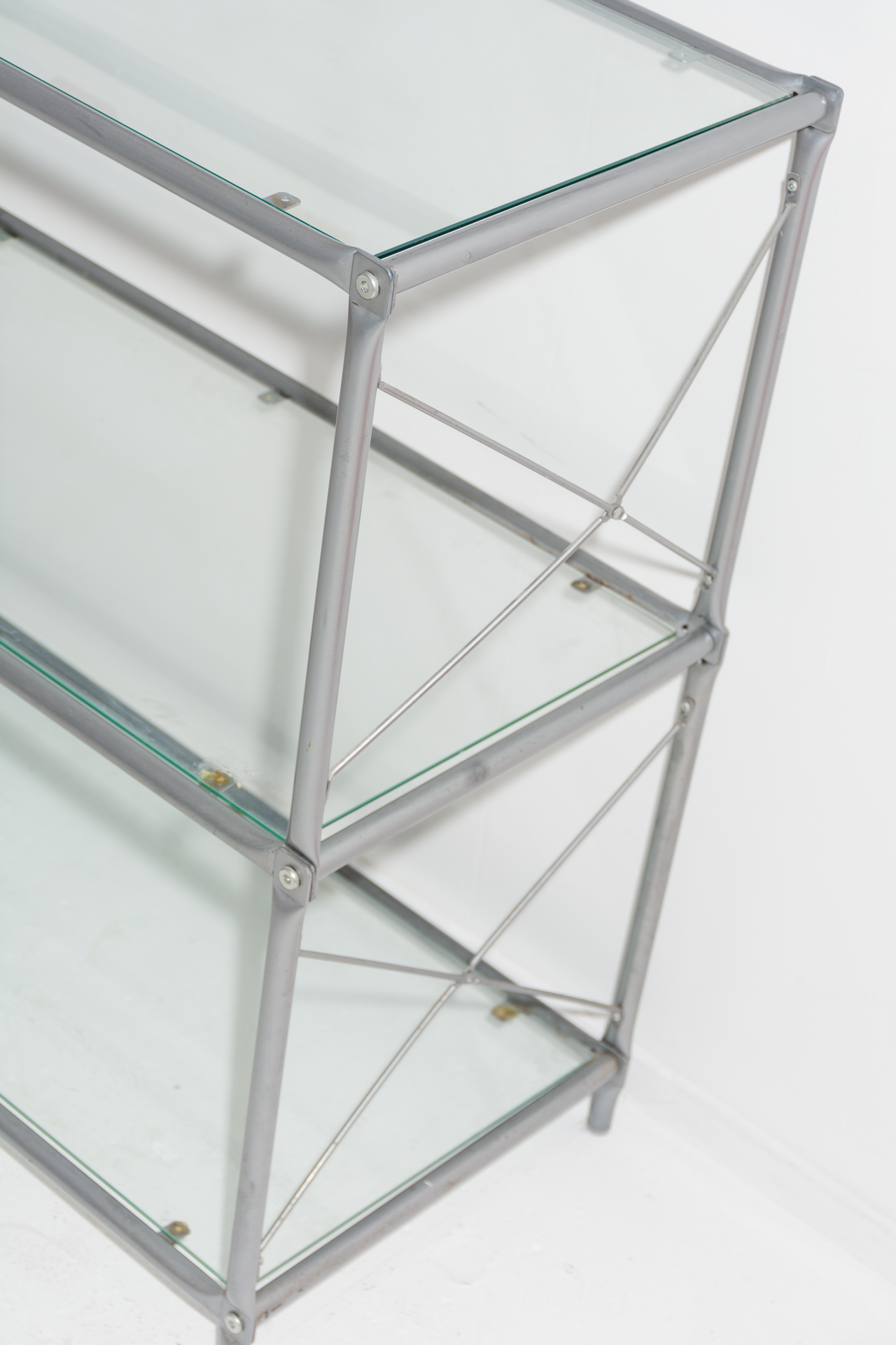 Metal and Glass 3 Tier Shelving Unit for IKEA | 1980's Vintage